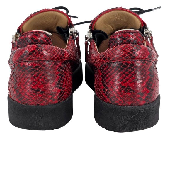 Giuseppe Zanotti Italy Red Black Snakeskin Leather Zip Fashion Sneakers Mens 11 - Picture 5 of 16